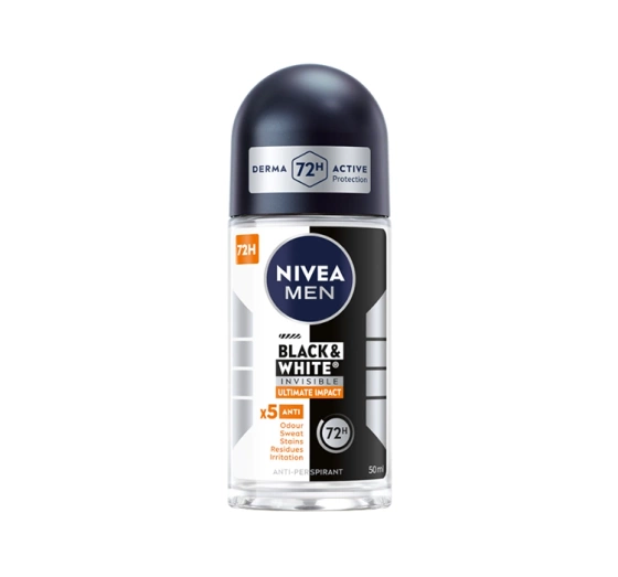 NIVEA MEN BLACK&WHITE INVISIBLE ULTIMATE IMPACT 5IN1 АНТИПЕРСПИРАНТ ДЛЯ МУЖЧИН ROLL ON 50МЛ
