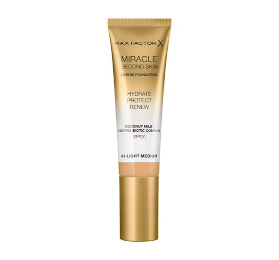 MAX FACTOR MIRACLE SECOND SKIN ТОНАЛЬНИЙ ЗАСІБ 04 LIGHT MEDIUM 30МЛ