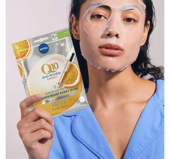 Натисніть на картинку, щоб її збільшити NIVEA Q10 PLUS ТКАНИННА МАСКА ПРОТИ ЗМОРШОК