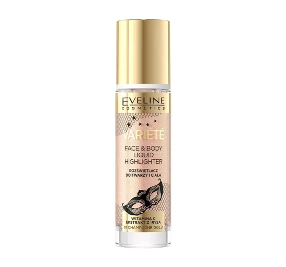 EVELINE VARIETE РІДКИЙ ХАЙЛАЙТЕР ДЛЯ ОБЛИЧЧЯ ТА ТІЛА 01 CHAMPAGNE GOLD 30МЛ
