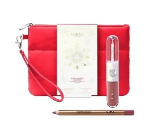KIKO Milano Snow-Kissed Holiday My Perfect Combo подарочный набор для макияжа губ 02 помада для губ Unlimited Double Touch 121 6 мл + карандаш контурный для губ Creamy Colour 10 1,2 г + косметичка