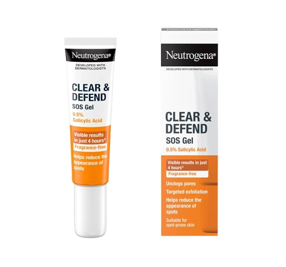 Натисніть на картинку, щоб її збільшити Neutrogena Clear&Defend SOS Gel 0,5% Salicylic Acid точковий гель для боротьби з недоліками шкіри 15 мл