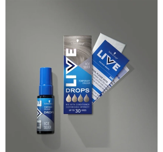 SCHWARZKOPF LIVE DROPS ПОЛУСТОЙКАЯ КРАСКА ДЛЯ ВОЛОС ICY SILVER 30МЛ
