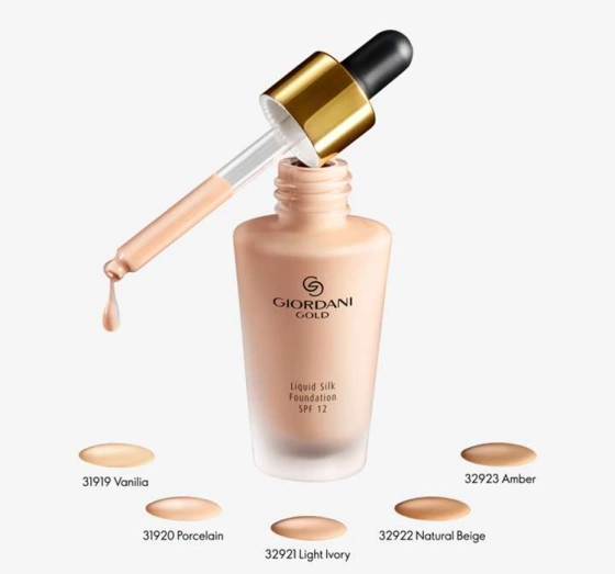 ORIFLAME GIORDANI GOLD LIQUID SILK FOUNDATION SPF12 ТОНАЛЬНОЕ СРЕДСТВО ДЛЯ ЛИЦА PORCELAIN 30МЛ