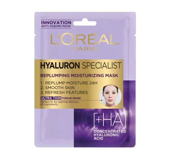 LOREAL HYALURON SPECIALIST ЗВОЛОЖУВАЛЬНА ТКАНИННА МАСКА 30Г