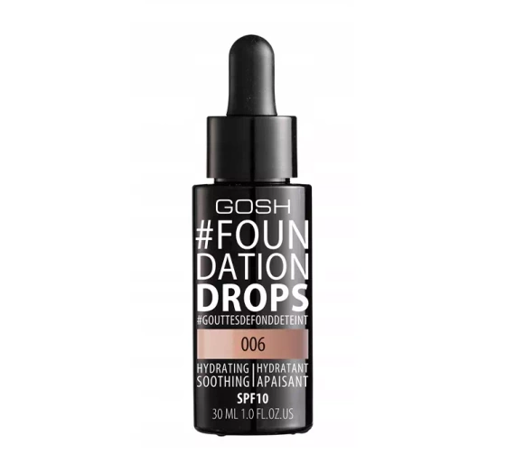 GOSH FOUNDATION DROPS SPF10 ВЕГАНСЬКИЙ ТОНАЛЬНИЙ КРЕМ ДЛЯ ОБЛИЧЧЯ 006 TAWNY 30МЛ