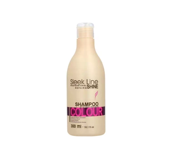 Натисніть на картинку, щоб її збільшити STAPIZ SLEEK LINE COLOUR ШАМПУНЬ З ШОВКОМ ДЛЯ ФАРБОВАНОГО ВОЛОССЯ 300МЛ