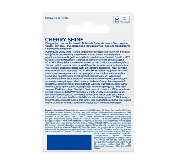 NIVEA ГУБНА ПОМАДА ДЛЯ ДОГЛЯДУ CHERRY SHINE 5,5МЛ