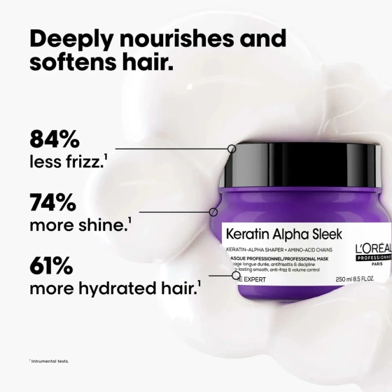L'Oréal Professionnel Serie Expert Keratin Alpha Sleek профессиональная разглаживающая маска для волос 250 мл