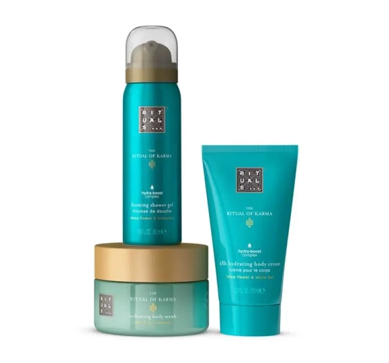 Rituals The Ritual Of Karma набор миникосметики для тела пенка для душа + скраб + крем для тела
