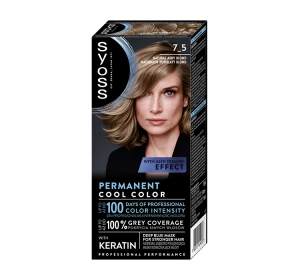 SYOSS PERMANENT COLORATION СТОЙКАЯ КРАСКА 7_5 НАТУРАЛЬНЫЙ ПЕПЕЛЬНЫЙ БЛОНД