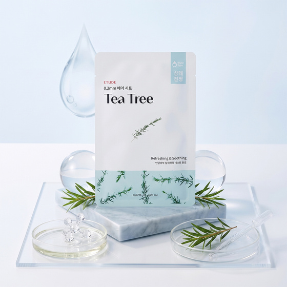 Etude House 0,2 мм Therapy Air Mask Tea Tree заспокійлива тканинна маска з олією чайного дерева 20 мл