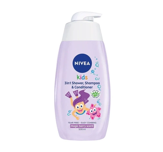 NIVEA KIDS 3 IN 1 SHOWER & SZAMPOO ГЕЛЬ ДЛЯ МИТТЯ ТІЛА І ВОЛОССЯ BERRY 500МЛ