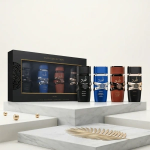 Lattafa Asad Collection подарунковий набір: парфумована вода Asad 25 мл + Asad Elixir 25 мл + Asad Bourbon 25 мл + Asad Zanzibar 25 мл