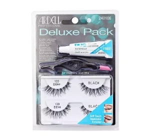 ARDELL DELUXE PACK НАБОР РЕСНИЦ 2 ПАРЫ 120 DEMI BLACK + КЛЕЙ + АППЛИКАТОР