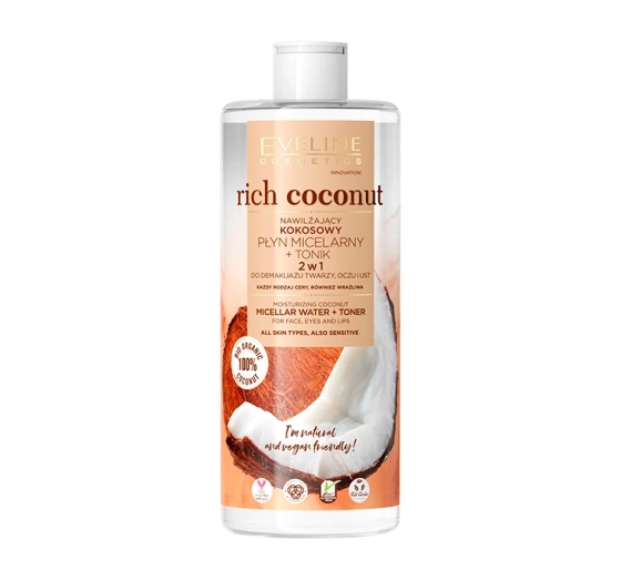 EVELINE RICH COCONUT УВЛАЖНЯЮЩЕЕ КОКОСОВОЕ МИЦЕЛЛЯРНОЕ СРЕДСТВО И ТОНИК 500МЛ