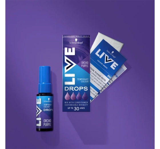 SCHWARZKOPF LIVE DROPS НАПІВСТІЙКА ФАРБА ДЛЯ ВОЛОССЯ ORCHID PURPLE 30МЛ