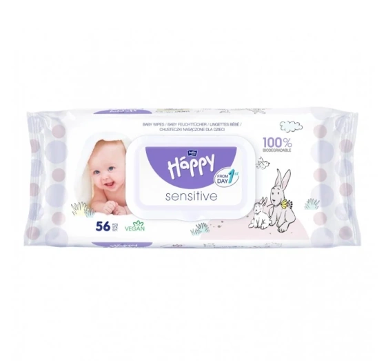 Bella Baby Happy Sensitive вологі дитячі серветки 56шт