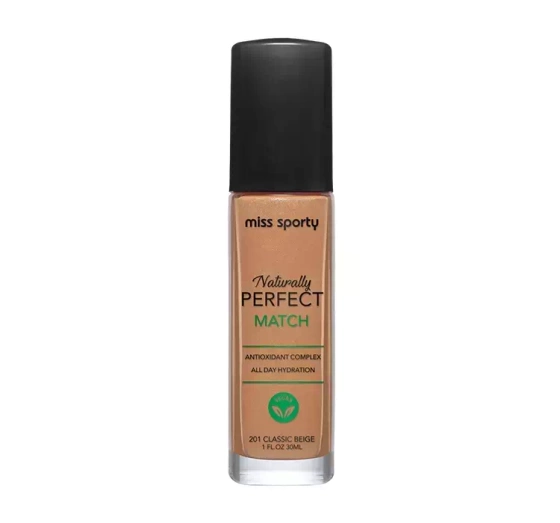 MISS SPORTY NATURALLY PERFECT MATCH ТОНАЛЬНИЙ ЗАСІБ 201 CLASSIC BEIGE 30МЛ