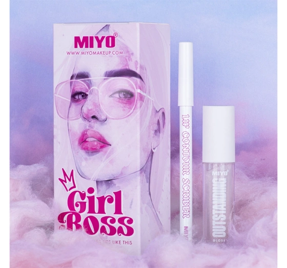 MIYO X OLUCZKA GIRL BOSS НАБІР КОСМЕТИКИ ДЛЯ ГУБ БЛИСК + ОЛІВЕЦЬ