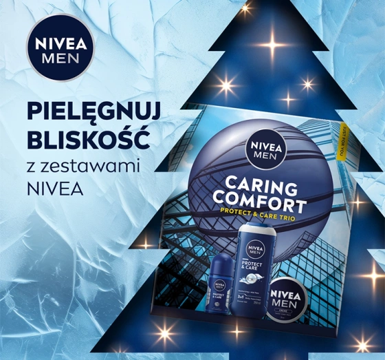 Нажмите на картинку, чтобы ее увеличить NIVEA MEN Caring Comfort Protect & Care Trio набор мужской косметики: гель для душа + шариковый антиперспирант + крем для тела, лица и рук