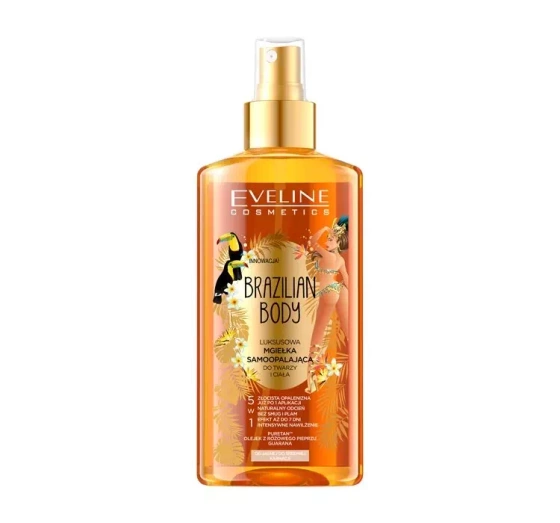 EVELINE BRAZILIAN BODY СПРЕЙ-АВТОЗАСМАГА ДЛЯ ОБЛИЧЧЯ І ТІЛА 5В1 150МЛ