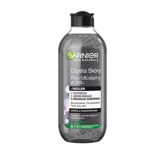 GARNIER ЧИСТА ШКІРА МІЦЕЛЯРНА ВОДА У ФОРМІ ГЕЛЮ З ВУГІЛЛЯМ 400МЛ