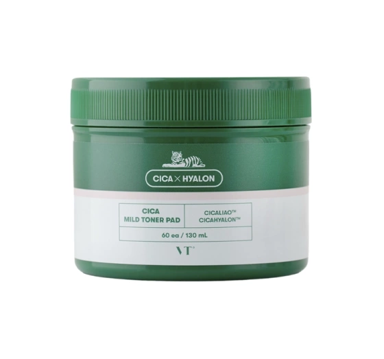 VT Cosmetics Cica x Hyalon Cica Mild Toner Pad отшелушивающие диски для лица 60 шт.