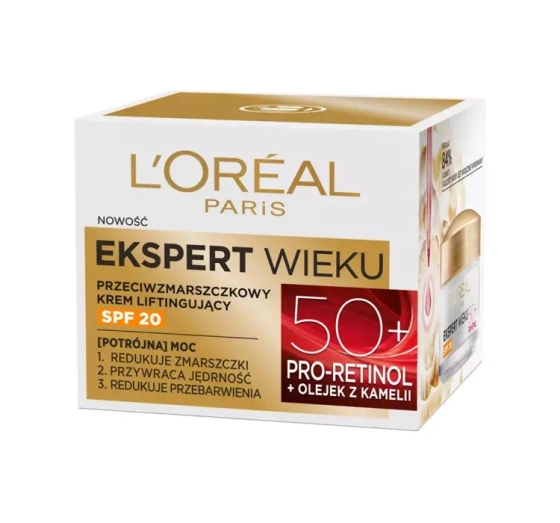 LOREAL AGE EXPERT ЛІФТИНГУЮЧИЙ КРЕМ ПРОТИ ЗМОРШОК SPF20 50+ 50МЛ