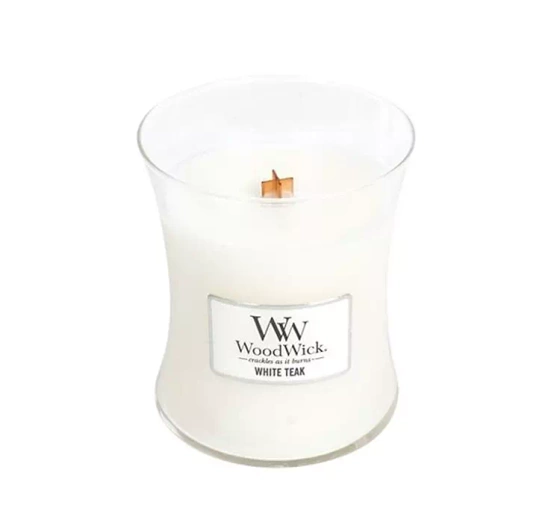 Нажмите на картинку, чтобы ее увеличить WOODWICK MEDIUM JAR CANDLE АРОМАТИЧЕСКАЯ СВЕЧА WHITE TEAK 275Г