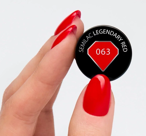 Натисніть на картинку, щоб її збільшити SEMILAC ГІБРИДНИЙ ЛАК УФ LEGENDARY RED 063