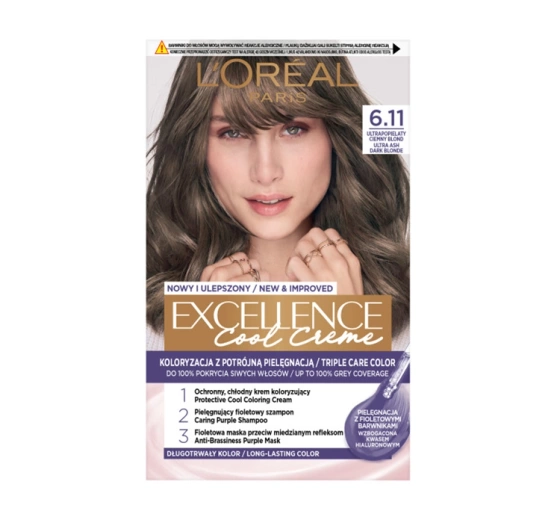 LOREAL EXCELLENCE COOL CREME 6.11 УЛЬТРАПОПЕЛЯСТИЙ ТЕМНИЙ БЛОНД