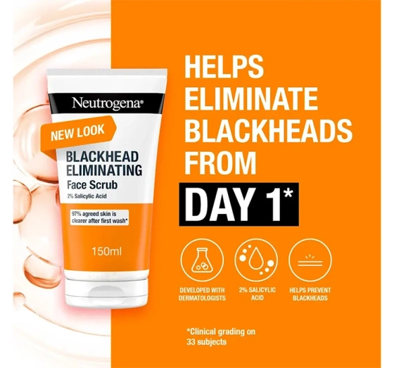 Neutrogena Blackhead Eliminating Face Scrub 2% Salicylic Acid пилинг для лица для кожи с недостатками 150 мл