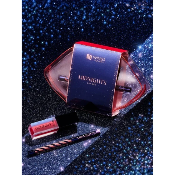 AA Wings Of Color Midnights подарунковий набір для макіяжу губ: олівець для губ 0,25 г + помада 5 мл + косметичка 01 Moon Beige