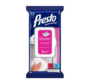PRESTO ВЛАЖНЫЕ САЛФЕТКИ ДЛЯ РАЗНЫХ ПОВЕРХНОСТЕЙ 55 ШТ