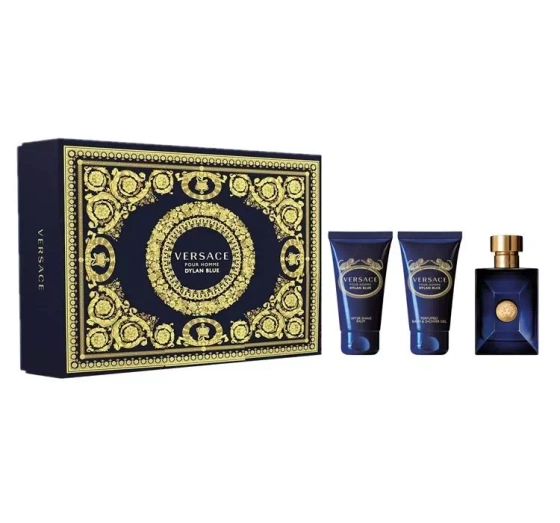 VERSACE DYLAN BLUE POUR HOMME НАБОР ТУАЛЕТНАЯ ВОДА СПРЕЙ 50МЛ + ГЕЛЬ + БАЛЬЗАМ ПОСЛЕ БРИТЬЯ