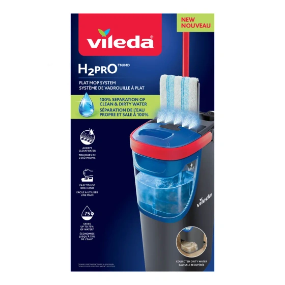 Vileda H2prO  набор для уборки плоская швабра с ведром для разделения чистой и грязной воды 2 резервуара