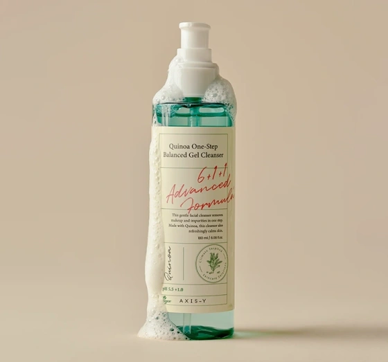 Натисніть на картинку, щоб її збільшити AXIS-Y 6+1+1 Quinoa One-Step Balanced Gel Cleanser делікатний гель для очищення обличчя з кіноа 180 мл