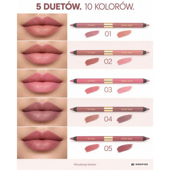 Pierre Rene Lip Duo подвійний олівець для контуру губ 01 2 × 0,5 г