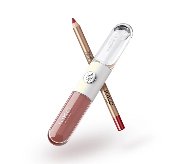 KIKO Milano Snow-Kissed Holiday My Perfect Combo подарочный набор для макияжа губ 01 помада для губ Unlimited Double Touch 131 6 мл + карандаш контурный для губ Creamy Colour 12 1,2 г + косметичка