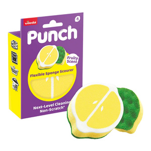 Vileda Punch — гибкая кухонная губка с фруктовым ароматом «Лимон»