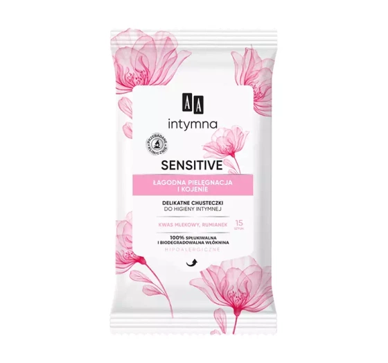 AA INTYMNA SENSITIVE ДЕЛИКАТНЫЕ САЛФЕТКИ ДЛЯ ИНТИМНОЙ ГИГИЕНЫ 15 ШТ