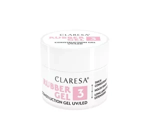 CLARESA RUBBER ГЕЛЬ ДЛЯ НАРАЩИВАНИЯ НОГТЕЙ UV/LED 3 12Г