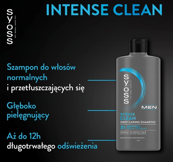 SYOSS MEN CLEAN AND COOL ШАМПУНЬ ДЛЯ НОРМАЛЬНЫХ И ЖИРНЫХ ВОЛОС 440МЛ