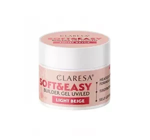 CLARESA SOFT & EASY ГЕЛЬ ДЛЯ НАРАЩИВАНИЯ НОГТЕЙ UV/LED LIGHT BEIGE 12Г