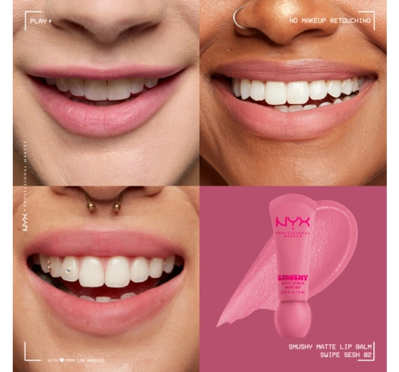 Натисніть на картинку, щоб її збільшити NYX Professional Makeup Smushy матовий бальзам для губ 02 Swipe Sesh 8 мл