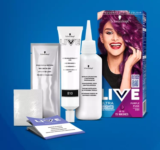 SCHWARZKOPF LIVE ULTRA BRIGHTS PRETTY PASTELS КРАСКА ДЛЯ ВОЛОС СРЕДНЕЙ УСТОЙЧИВОСТИ 094 PURPLE PUNK