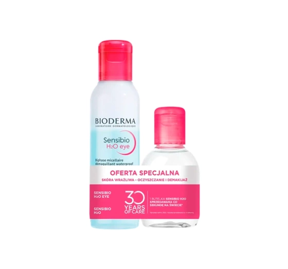 Bioderma Sensibio набір косметики для очищення чутливої ​​шкіри: міцелярна рідина 100 мл + двофазна міцелярна вода 125 мл