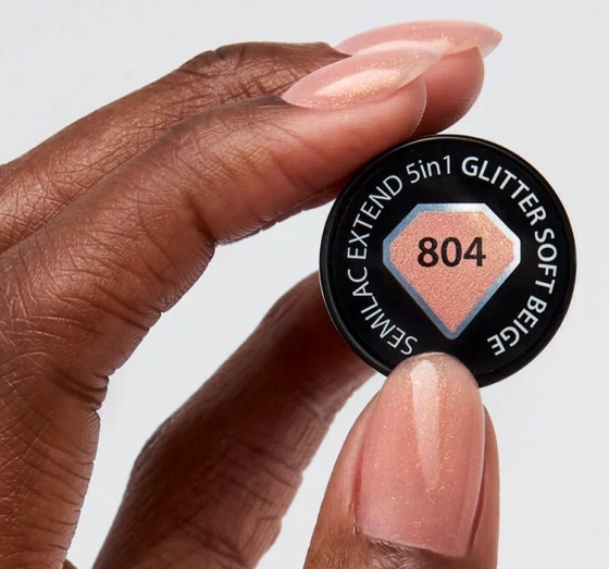 SEMILAC EXTEND 5в1 БАЗА ЛАК ТОП 804 GLITTER SOFT BEIGE 7МЛ