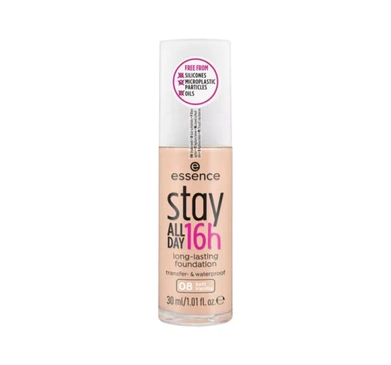 ESSENCE STAY ALL DAY 16H СТІЙКИЙ ТОНАЛЬНИЙ ЗАСІБ 08 SOFT VANILLA 30МЛ